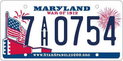 MD license plate 7AH0754