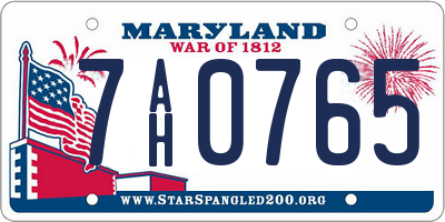 MD license plate 7AH0765