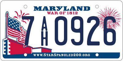 MD license plate 7AH0926