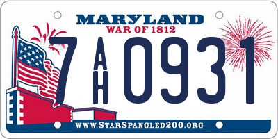 MD license plate 7AH0931