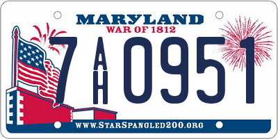 MD license plate 7AH0951