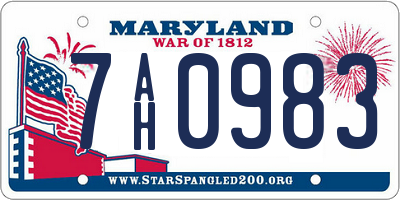 MD license plate 7AH0983