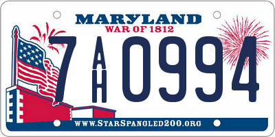 MD license plate 7AH0994