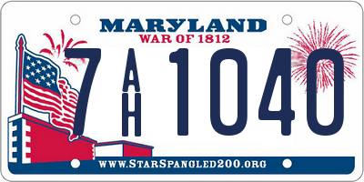 MD license plate 7AH1040