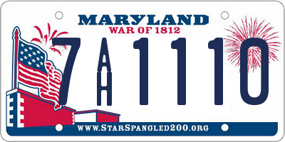 MD license plate 7AH1110