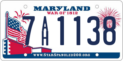 MD license plate 7AH1138