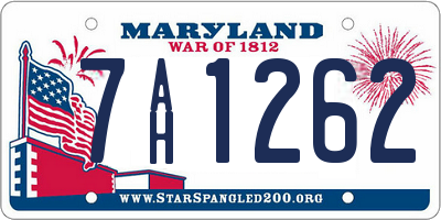 MD license plate 7AH1262