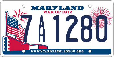 MD license plate 7AH1280
