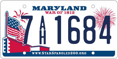 MD license plate 7AH1684