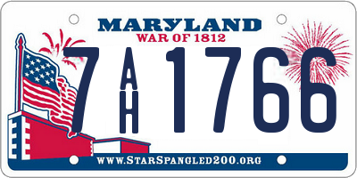 MD license plate 7AH1766