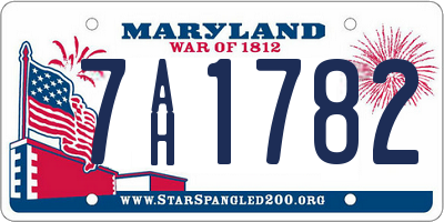 MD license plate 7AH1782