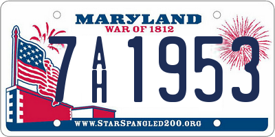 MD license plate 7AH1953