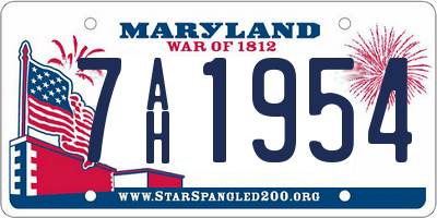 MD license plate 7AH1954