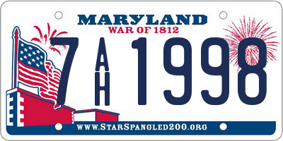 MD license plate 7AH1998