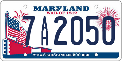 MD license plate 7AH2050