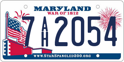MD license plate 7AH2054
