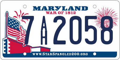 MD license plate 7AH2058