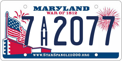 MD license plate 7AH2077