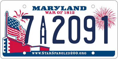 MD license plate 7AH2091