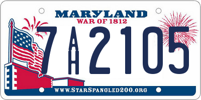 MD license plate 7AH2105