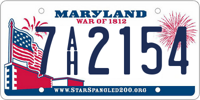 MD license plate 7AH2154