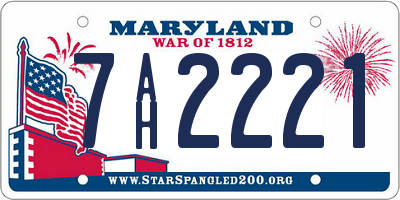 MD license plate 7AH2221