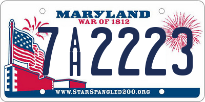 MD license plate 7AH2223