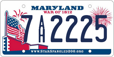 MD license plate 7AH2225