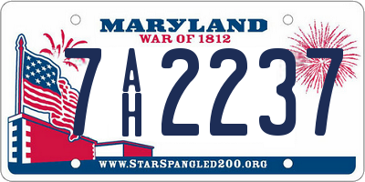 MD license plate 7AH2237
