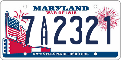 MD license plate 7AH2321