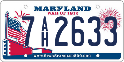 MD license plate 7AH2633
