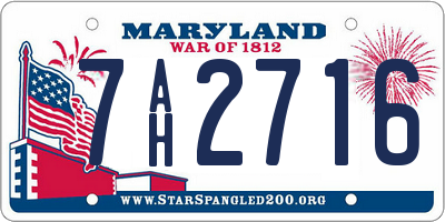 MD license plate 7AH2716