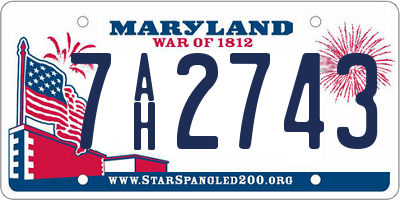 MD license plate 7AH2743