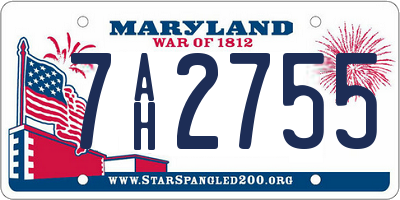 MD license plate 7AH2755