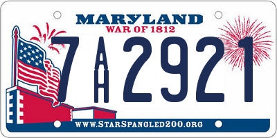 MD license plate 7AH2921
