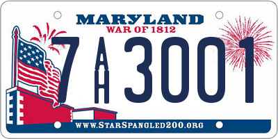 MD license plate 7AH3001