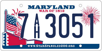 MD license plate 7AH3051