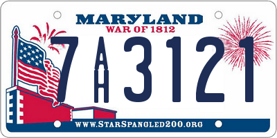 MD license plate 7AH3121