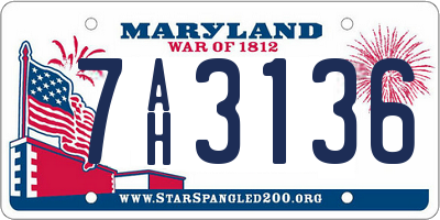 MD license plate 7AH3136
