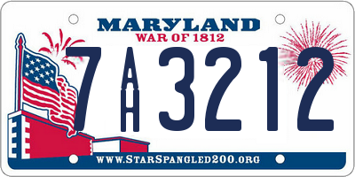 MD license plate 7AH3212
