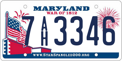 MD license plate 7AH3346