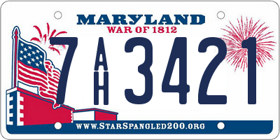 MD license plate 7AH3421