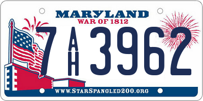 MD license plate 7AH3962