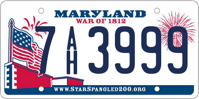 MD license plate 7AH3999