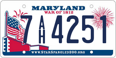 MD license plate 7AH4251