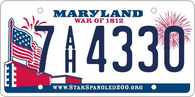 MD license plate 7AH4330