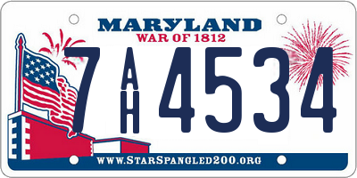 MD license plate 7AH4534