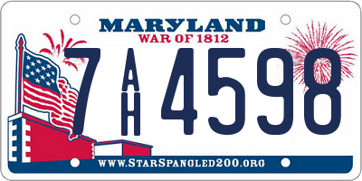 MD license plate 7AH4598