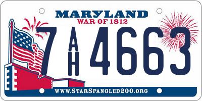 MD license plate 7AH4663