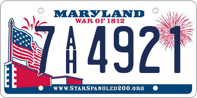 MD license plate 7AH4921